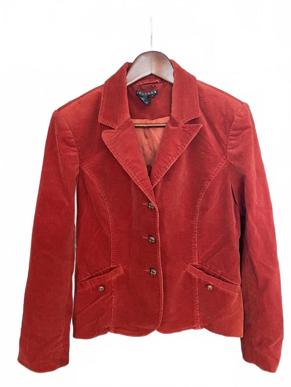 Spanner Rust Orange Corduroy Blazer Wooden Buttons XS